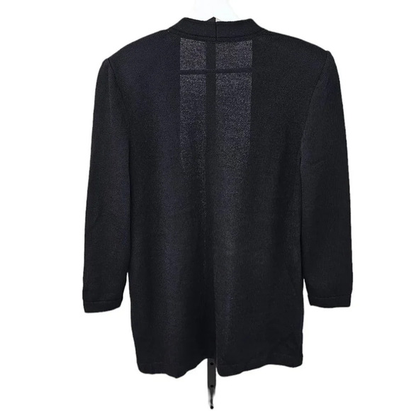 St. John Womens Santana Knit  Open Front Pocket Cardigan Black Size 12 - Picture 4 of 10